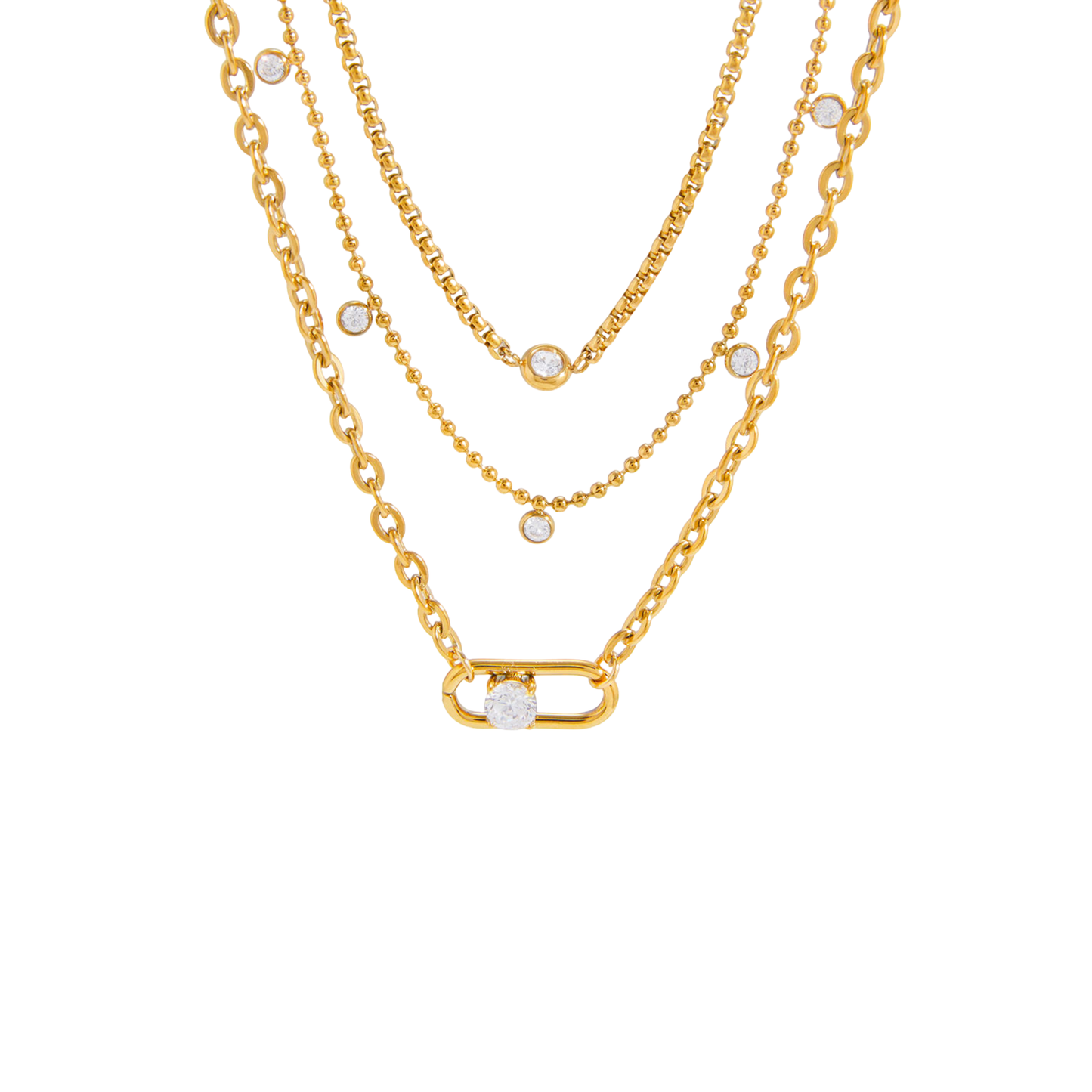 Triple Shiny Clip Necklace