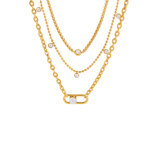 Triple Shiny Clip Necklace