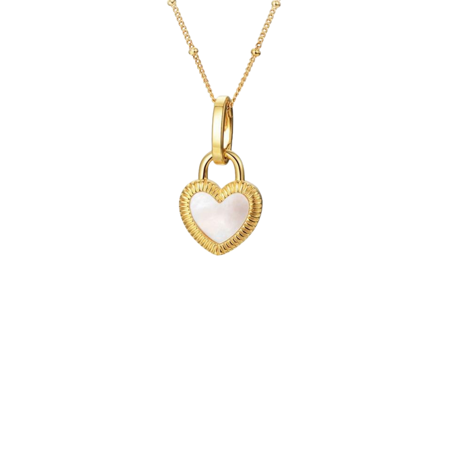 Golden White n Black Heart Enamel Necklace