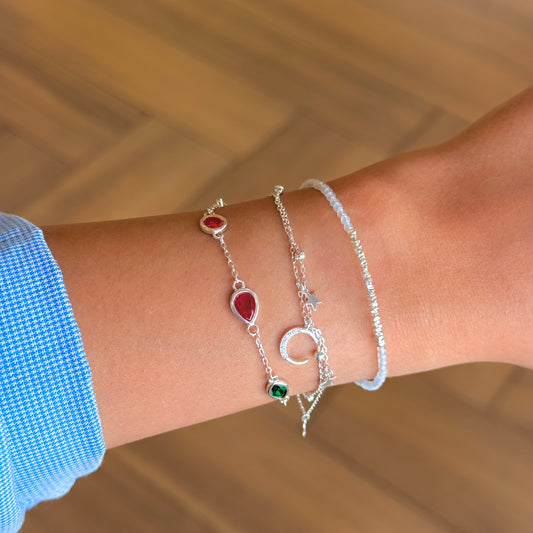Clear Beads Silver Bracelet