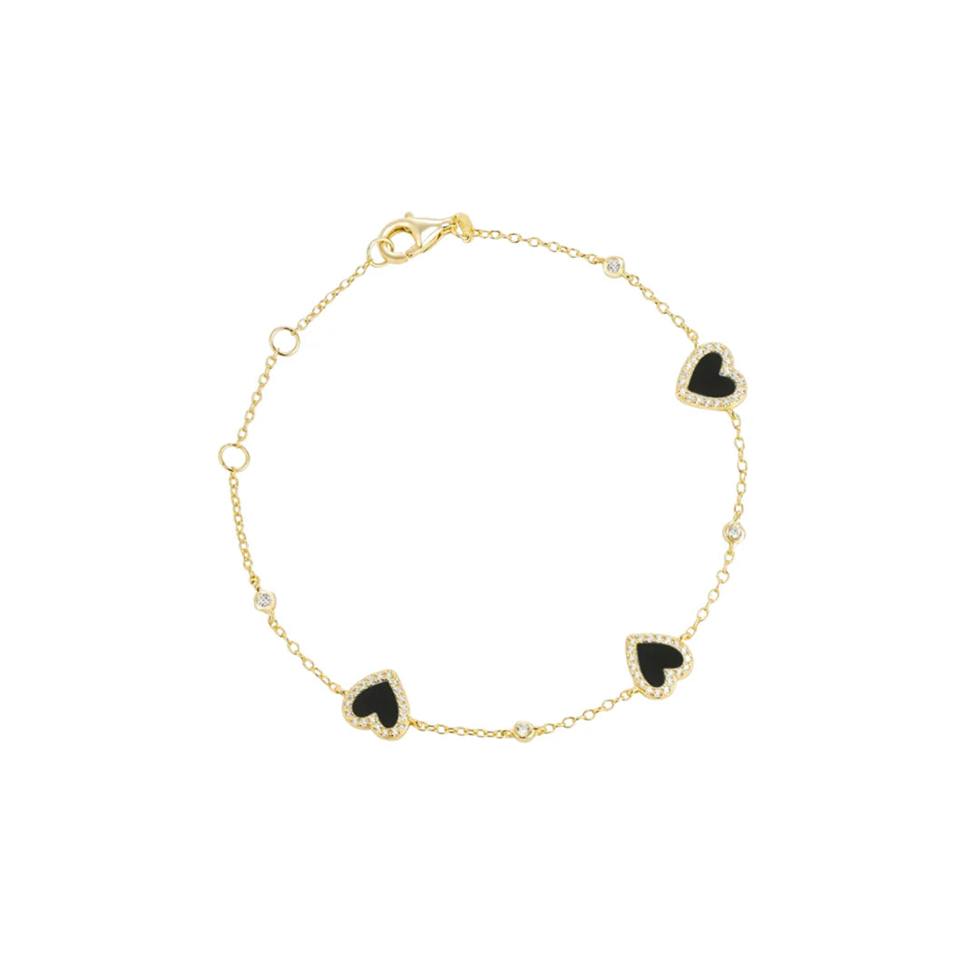 Cute Heart Onyx Bracelet