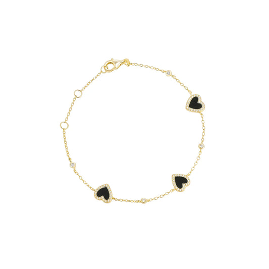 Cute Heart Onyx Bracelet