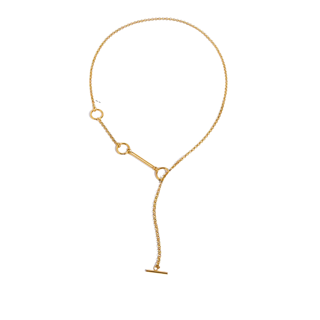Gold Lariat Hoop Necklace