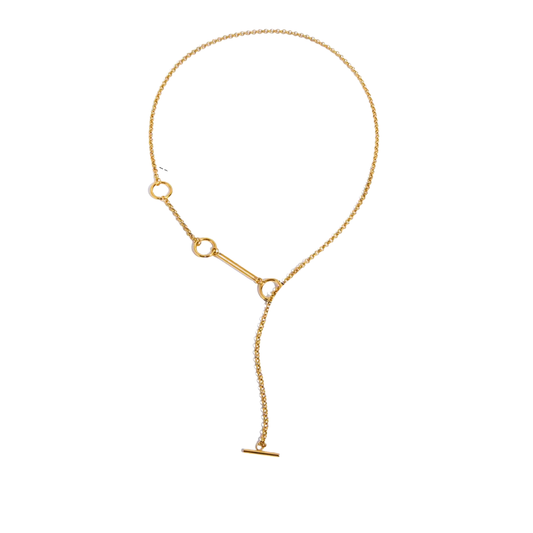 Gold Lariat Hoop Necklace