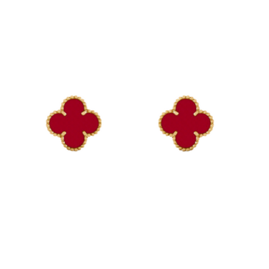 RED GOLDEN CLOVER EARRINGS