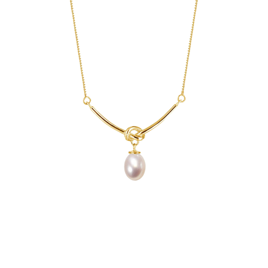 Golden Knot Pearl Necklace