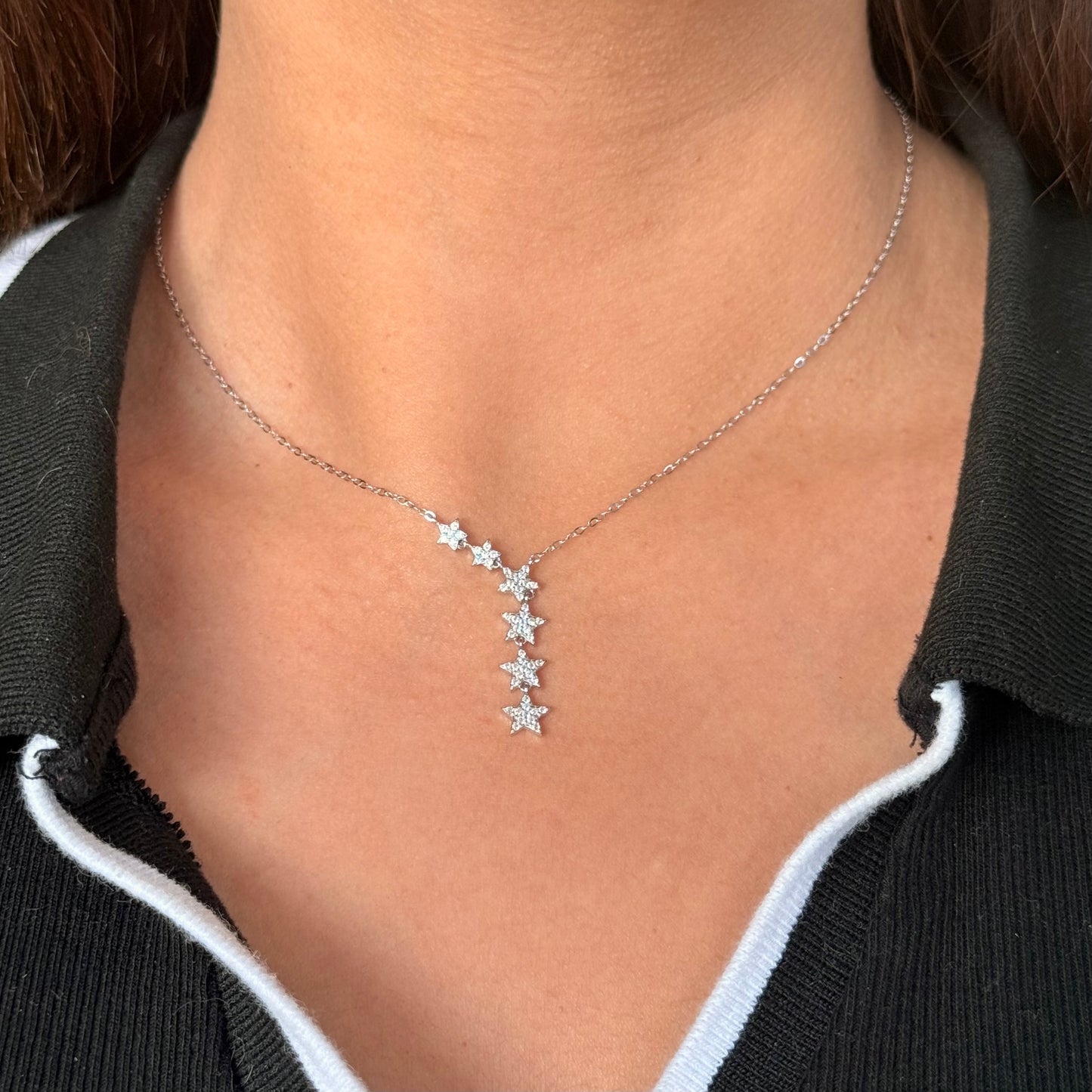 Silver Lariat Star Necklace