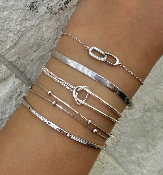 Double Woven Silver Bracelet