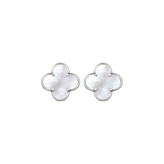 Silver Clover Studs