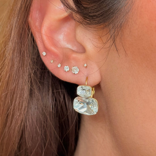 White Double Tier Drop Earrings