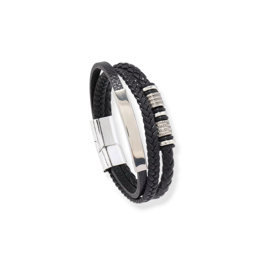Black and silver triple bracelet