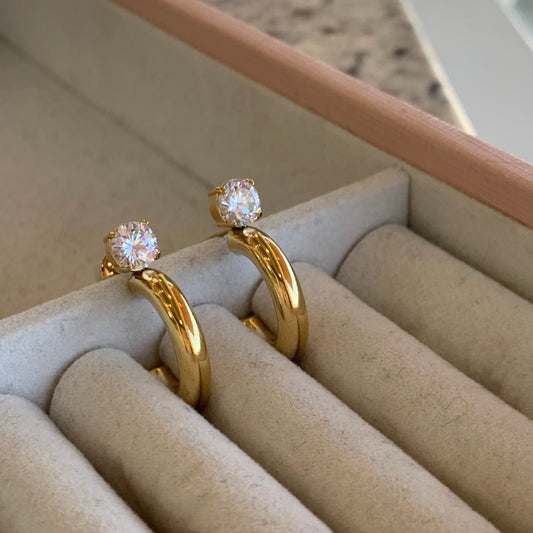 Small Spark Top Golden Hoops