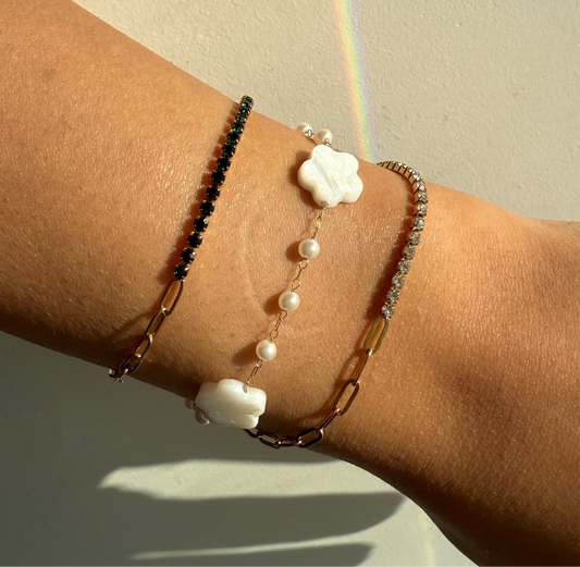 Tennis and figaro white bracelet