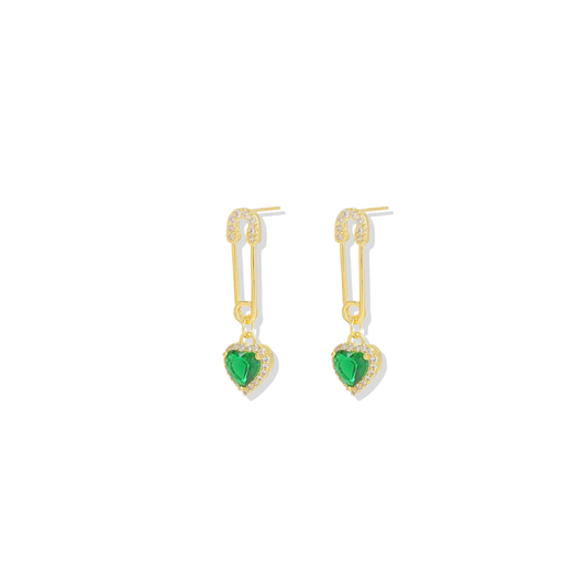 Clip Green Heart Earrings