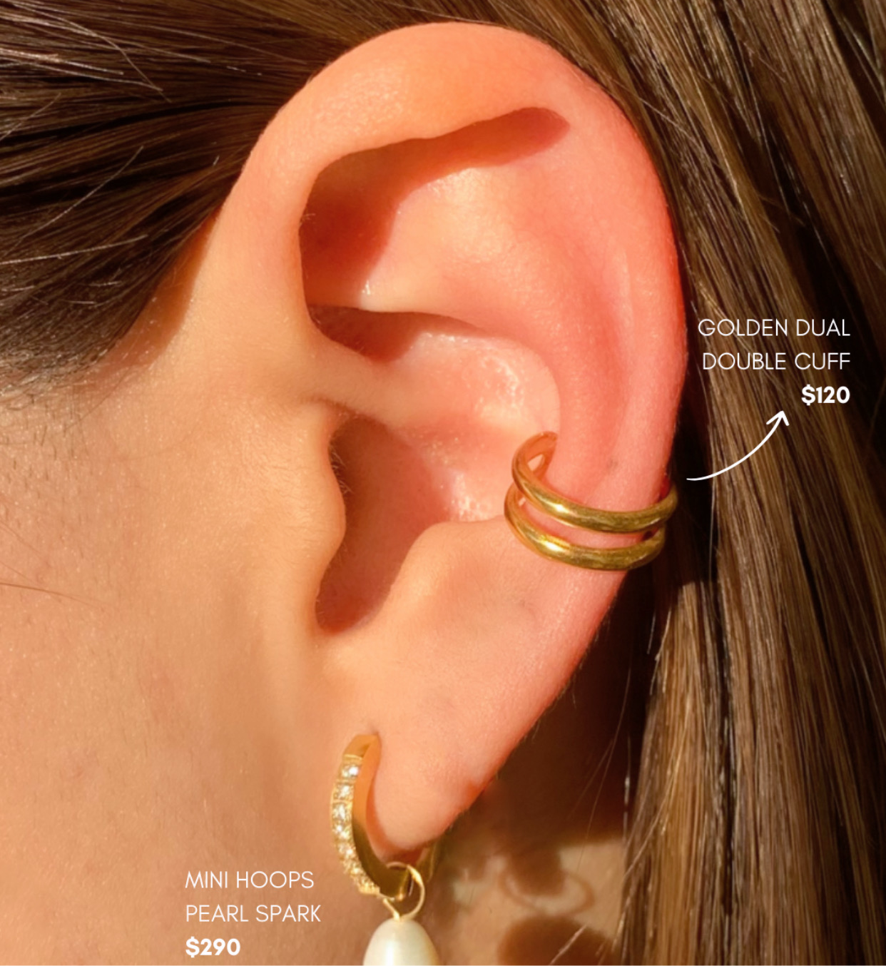 DOUBLE GOLDEN EARCUFF