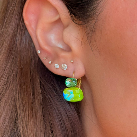 Green Double Tier Drop Earrings