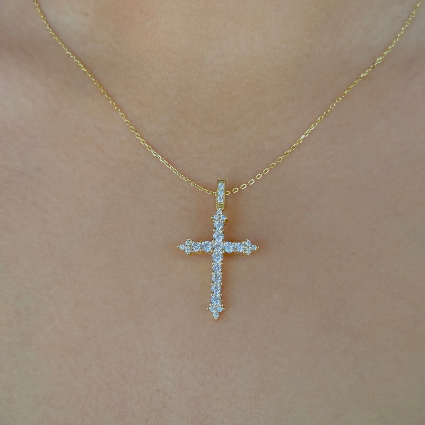 Cross Sparkle Golden Necklace