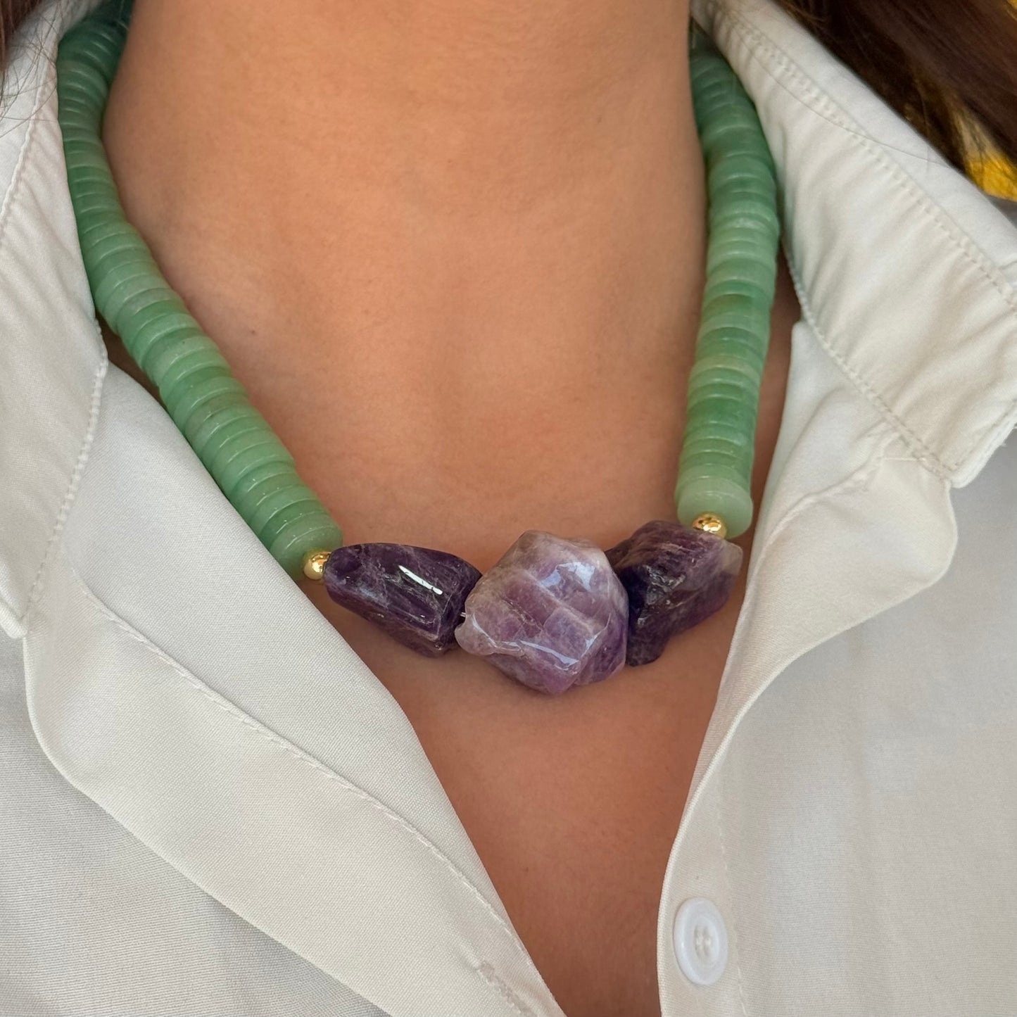 Collar Aventurina y Triple Amatista