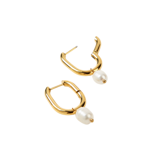 Rectangular pearl hoops