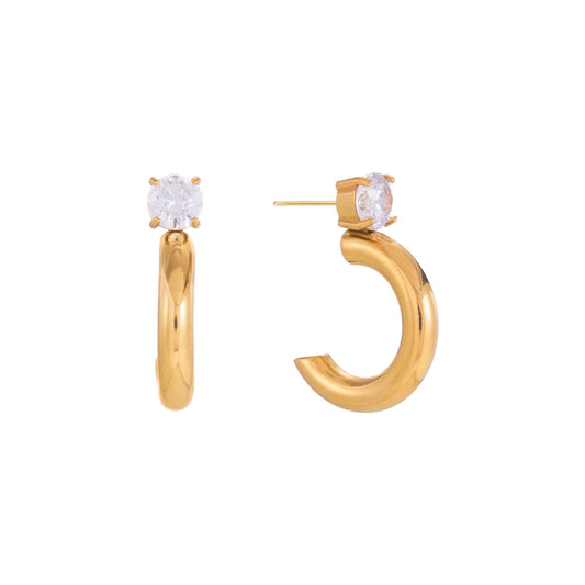 Small Spark Top Golden Hoops