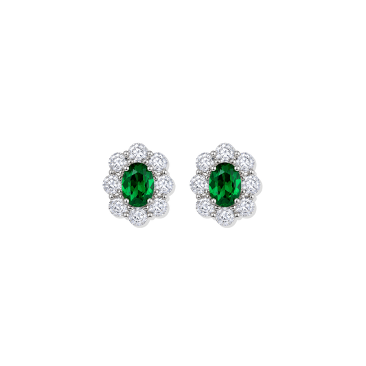 Silver Esmerald Bloom Earring
