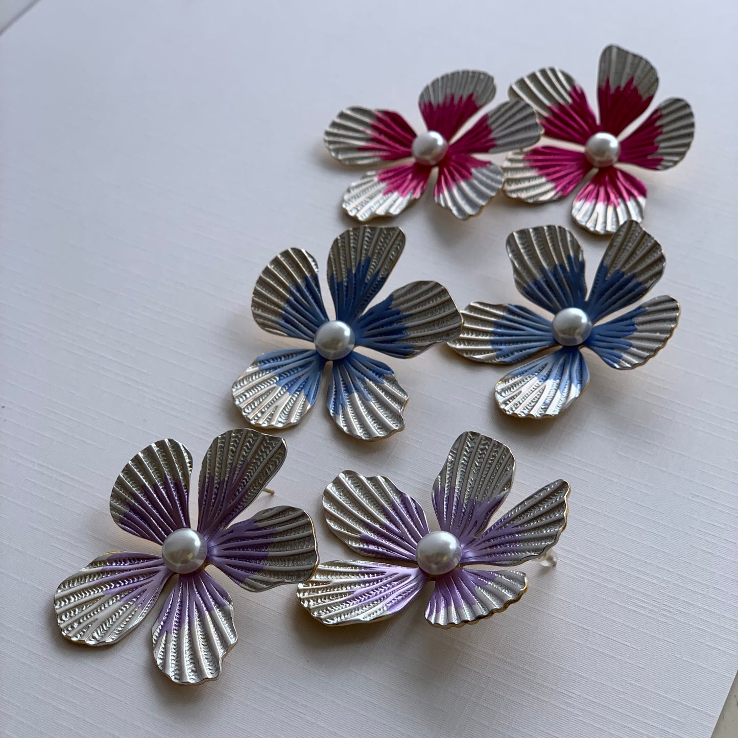 Dual Blue Flower Earrings