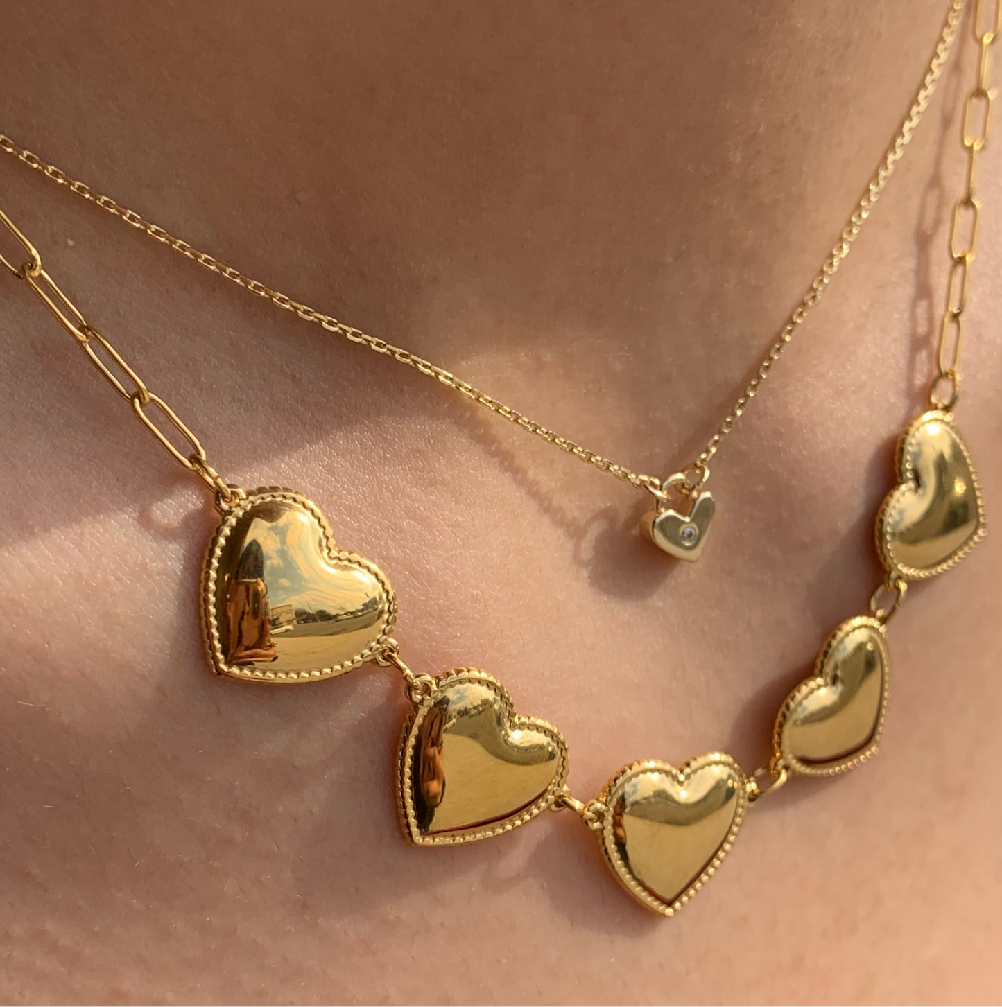 FIVE HEARTS GOLDEN NECKLACE