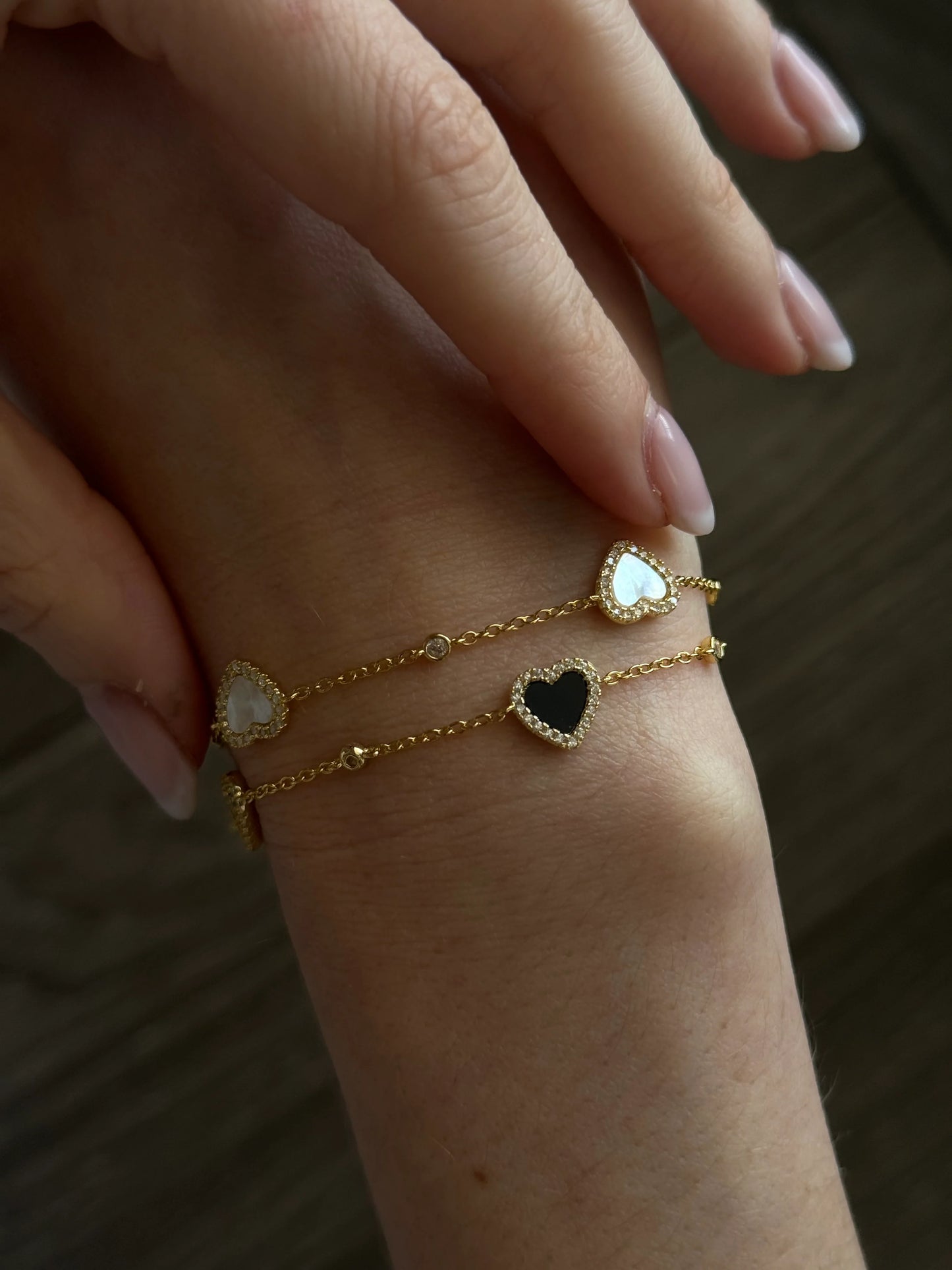 Cute Heart Onyx Bracelet