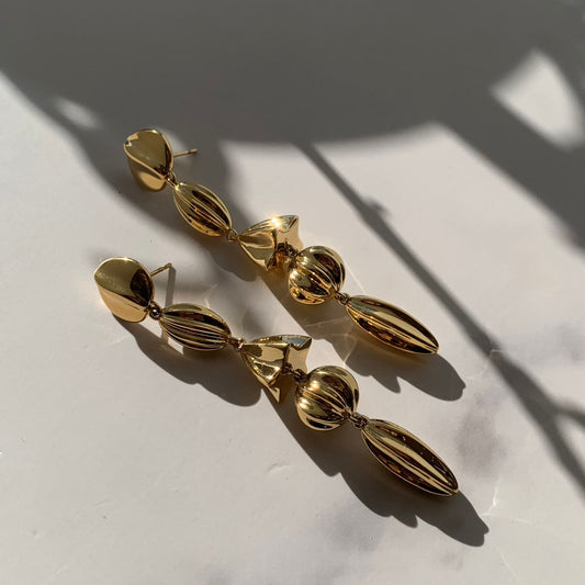 Geometric golden earrings