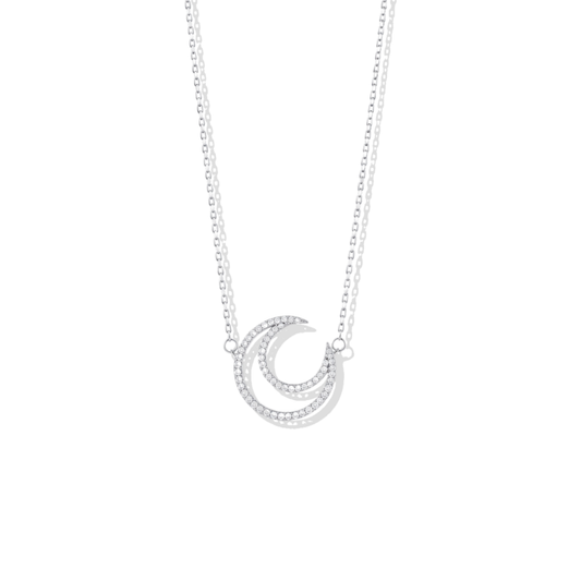 Silver Necklace With Moon Outline