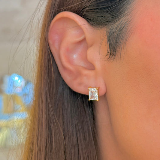 Rectangle Zir Golden Studs