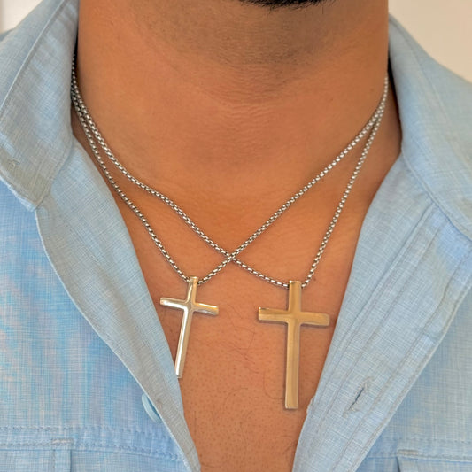 Santi Silver Cross Necklace