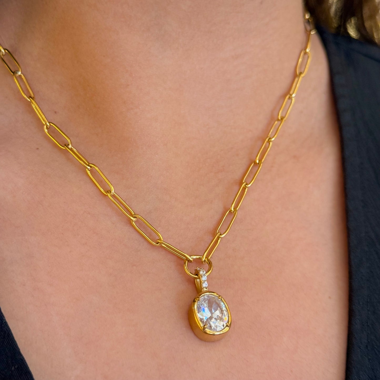 Oval Gold Figaro Necklace