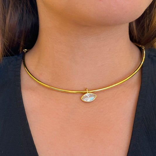 Eye Drop Rigid Golden Necklace