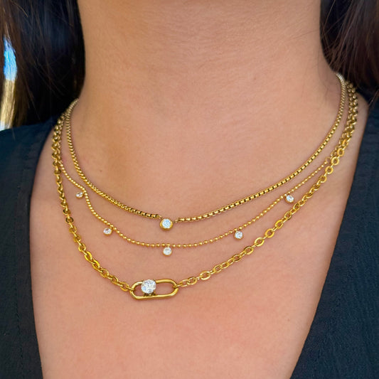 Triple Shiny Clip Necklace