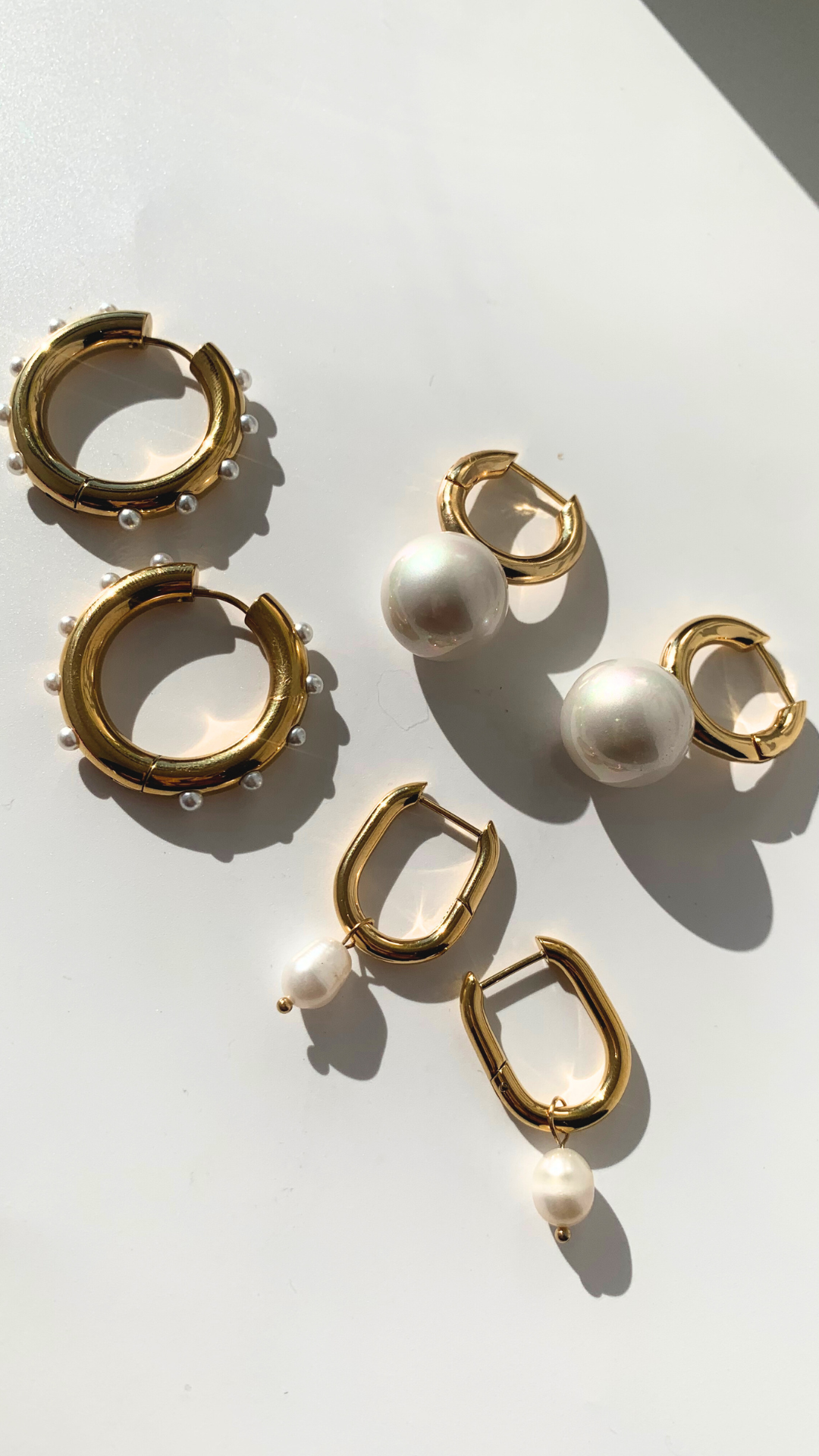 Rectangular pearl hoops